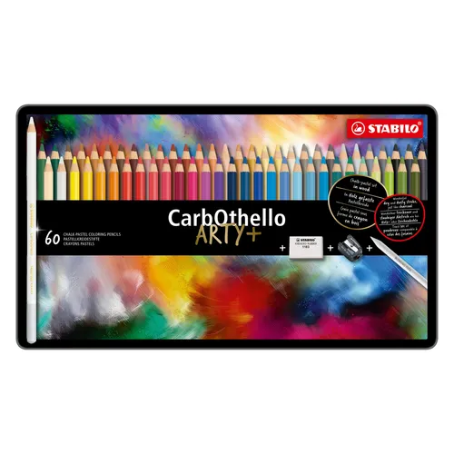 Stabilo CarbOThello Pastellkreide Stifte 60er Set - Schreibutensilien mit 60 hochwertigen, mehrfarbigen Pastellkreiden im Metalletui – ideal für kreative Kunstprojekte und Zeichnungen.