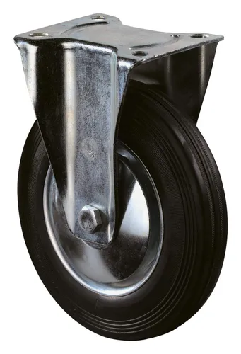 BS Rollen Bockrolle 160 mm mit Rollenlager Stahlblech verzinkt mit Gummirad - L410.B55.161