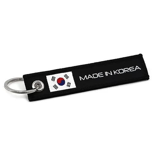 VmG-Store MADE IN Jet Tag Schlüsselanhänger 105x25mm Länderfahnen robustes festes Material umkettelt mit stilvollen Länder Fahnen S141-3 (Korea)