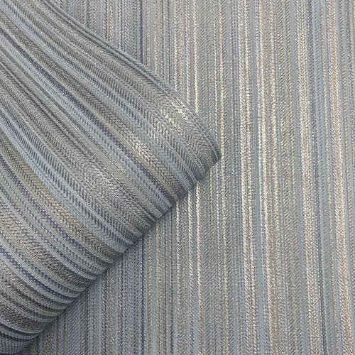 Muriva Venezia Streifen Tapete Glitzer Metallisch Texturiert Vinyl Blau M66501