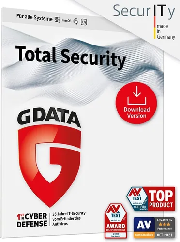 G Data Total Security 2025 | 3 PC | 1 Jahr | Download-Version - Security-Suite für 3 Geräte, schützt vor Viren und Malware mit umfassendem Echtzeitschutz und einfacher Bedienung. Ideal für sichere digitale Umgebungen.