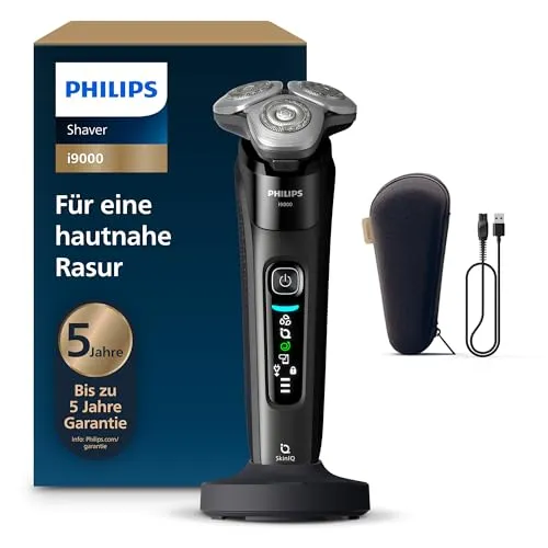PHILIPS X9000/10 Elektrorasierer – Präzise Rasur in Tiefschwarz - Elektrorasierer mit Triple Action Lift & Cut-System, Dual SteelPrecision Klingen und SkinIQ-Technologie für eine schonende, gründliche Rasur, ideal für jeden Barttyp.