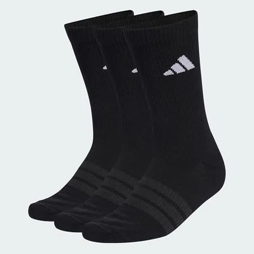 adidas Unisex Cushioned Sportswear Crew Socks 3 Pair Pack, black/black/white, 42-45