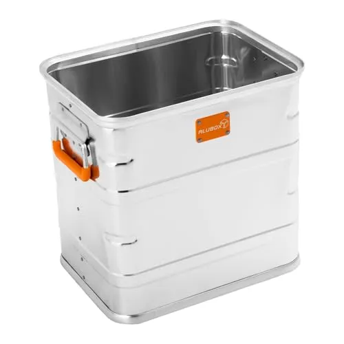 Alubox Transportkiste ABX-U40 - 31 Liter - Robuste Alu Lagerbox mit optimierten Abmessungen für Europaletten, stapelbar und mit selbsteinklappenden Handgriffen, ideal für Materialtransport und Ladungssicherung.