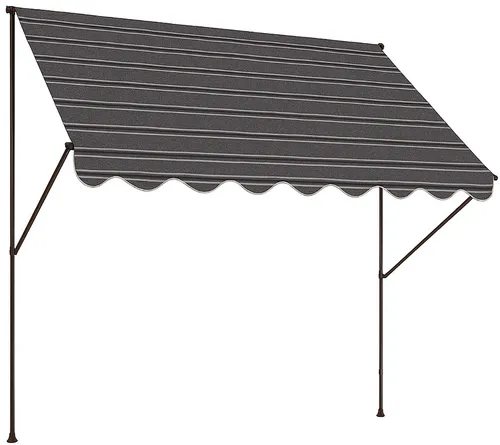 Angerer Klemmmarkise Exklusiv Nr. 8100 - 250 cm Breite - Hochwertige Markise in Hellgrau-Dunkelgrau, wasserresistent und waschbar. Ideal für Balkone oder Terrassen, inkl. Befestigungsmaterial.