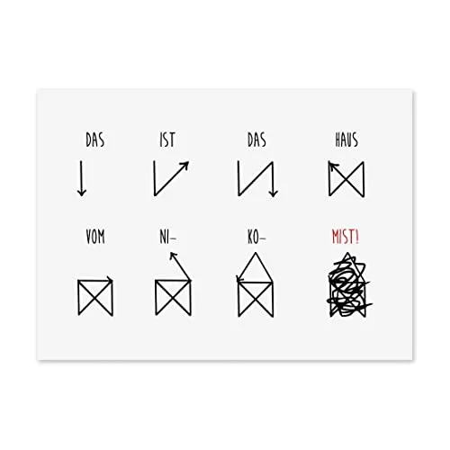 Weihnachtskarte lustig Postkarte Weihnachten Weihnachtskarten (Haus vom Nikolaus)