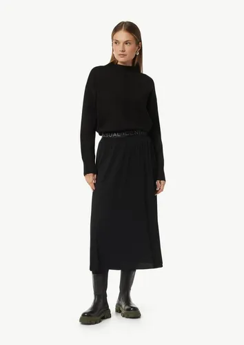 Comma Strukturierter Jersey-Rock mit elastischem Bund - Eleganter Jersey-Rock mit elastischem Gummizug, ideal für den Alltag. Der offene Saum in Midi-Länge sorgt für einen modernen Look und hohen Tragekomfort.