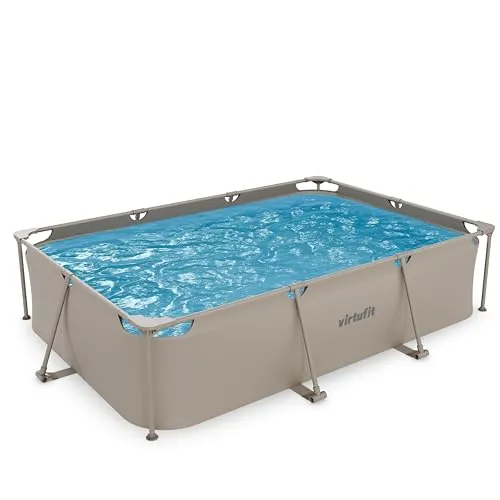 VirtuFit Rechteckpool 300 x 210 x 66 cm Beige - inkl. Filterpumpe - Ideal für Familien - Kompakter Rechteckpool für den Garten. Mit Filterpumpe ausgestattet, schnell und einfach aufzubauen. Perfekt für entspannende Stunden mit der Familie an heißen Tagen.