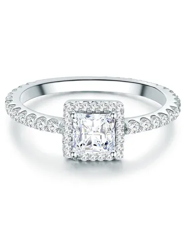 Trilani Ring Damen Sterlingsilber - Eleganter Verlobungsring mit Zirkonia - Trauringe in hochwertigem Sterlingsilber, mit funkelndem Zirkonia-Solitär und umschließenden Kristallen für ein unvergessliches 'Ja'!