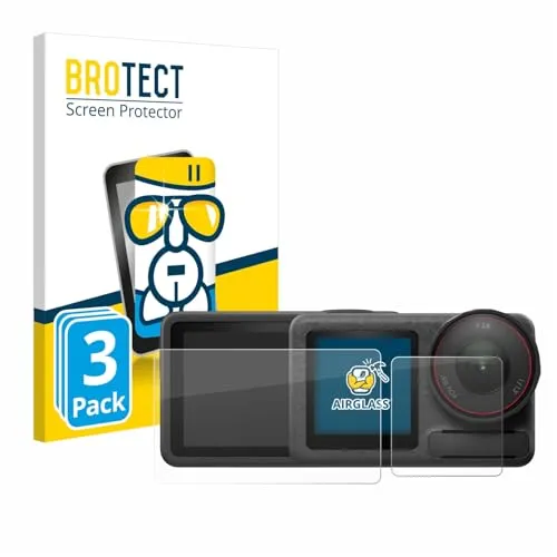 BROTECT Schutzglas für DJI Osmo Action 5 Pro (3 Stück) Schutzfolie Panzer Folie Glas [Extrem Kratzfest 9H, Anti-Fingerprint, Ultra-Transparent]