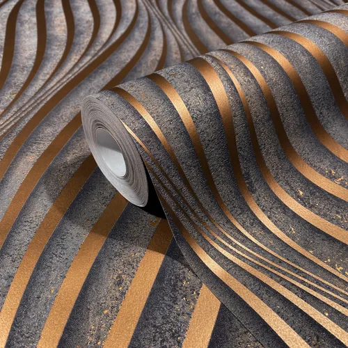 Marburg Vliestapete Twist - Kupfer 3D-Optik - Moderne Vliestapete für Wohnzimmer, Schlafzimmer und Küche, dimensionsstabil und leicht zu verarbeiten, ideal für feuchte Räume und rückstandslos abziehbar.