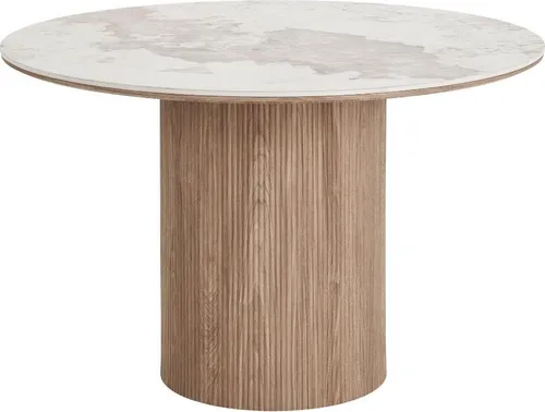 Esstisch Veria Ø 120 cm aus Keramik in Weiß - Eleganter Esstisch Veria mit 120 cm Durchmesser, ideal für gesellige Abende. Robuste Keramikoberfläche sorgt für Langlebigkeit und einfache Pflege. Perfekt für Küchen und Esszimmer.