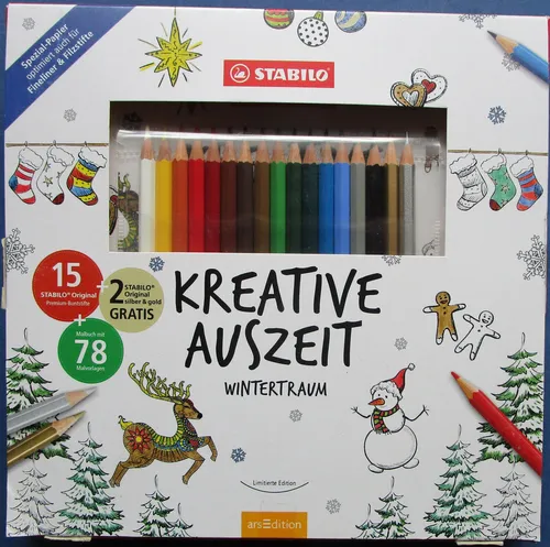 Stabilo 17 Buntstifte mit 78 Malvorlagen Kreative Auszeit Wintertraum arsEdition