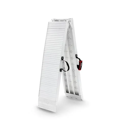 Acebikes Ramp Pro Motorrad-Auffahrrampe bis 680 kg - Transportgeräte & Rampen - Hochbelastbare Vollaluminium-Rampe, ideal für Motorräder bis 680 kg, leicht mit Handgriffen und Sicherheitsgurten für optimale Stabilität.
