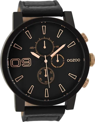 Oozoo Leder Herren Uhr C9034A Analog Quarzuhr Armband schwarz Timepieces D2UOC9034A