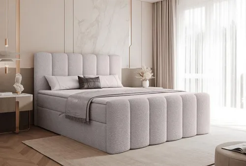 Compleo Boxbett BUBBLE – Elegantes Wolkenbett mit Bettkasten - Das stilvolle Boxbett BUBBLE überzeugt mit hochwertigem Bouclé-Stoff, gepolstertem Kopfteil und praktischen Bettkästen. Ideal für einen komfortablen Schlafplatz, erhältlich in verschiedenen Breiten.