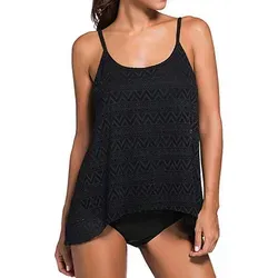 Octopus Oversize Tankini Set - Figurumspielende Bademode in Schwarz - Tankini Sets für Damen, raffinierte 2tlg. Bademode in großen Größen 36-66, salzwasser- und chlorresistent, schnell trocknend und farbecht.