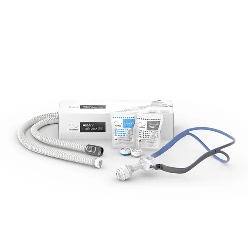 AirFit P10 für AirMini - CPAP Maske Set - CPAP Masken Set für ResMed AirMini, ultraleichte Nasenpolstermaske mit maximaler Gesichtsfreiheit und inklusive HumidX Luftbefeuchter für komfortables Atmen unterwegs.