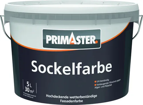 Primaster Sockel- und Dachfarbe 5 L anthrazit - Fassadenfarbe in elegantem Anthrazit, ideal für langlebigen Wetterschutz und moderne Optik von Sockeln und Dächern.