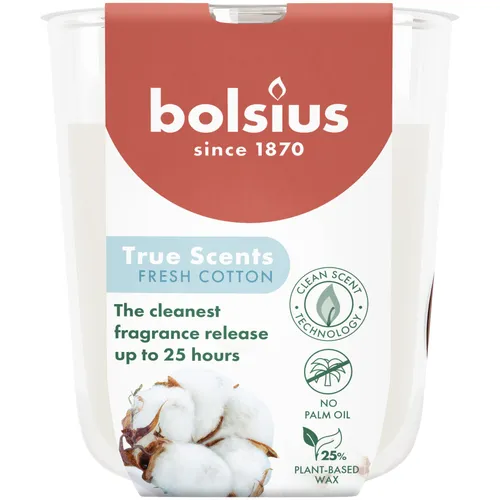 Bolsius Duftkerze im Glas true scents Ø 7,3 x 8 cm fresh cotton