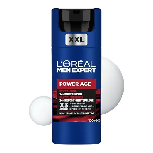 L'Oreal Men Expert Power Age Creme 100ml - Herren Tagespflege mit Hyaluronsäure; reduziert Falten und spendet 24 Stunden Feuchtigkeit für alle Hauttypen.