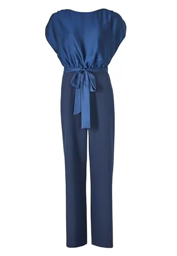 SWING Drapierter Jumpsuit - Eleganter Overall in Marine mit Drapierung, perfekt für besondere Anlässe oder einen stilvollen Look im Alltag.