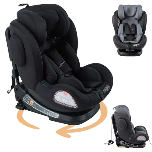 FableKids 360° drehbarer Kinderautositz mit Isofix - Kinderautositz i-Size für 40-150 cm, bietet höchsten Komfort und Sicherheit mit 360° Drehfunktion und 8-fach einstellbarer Kopfstütze, ideal für lange Reisen.