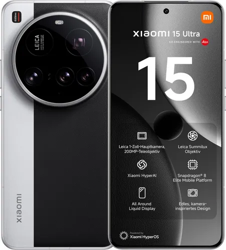 Xiaomi 15 Ultra 5G Smartphone 512GB - Silver Chrome - Handy mit 5G, WQHD+ AMOLED Display und Leica Triple-Kamera, ideal für Fotografie und Multimedia-Enthusiasten.