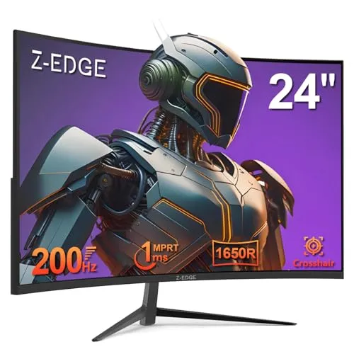 Z-Edge 24 Zoll Curved Gaming Monitor - Full HD 165Hz mit 1ms Reaktionszeit - Monitore - Genießen Sie ein immersives Gaming-Erlebnis mit 165Hz Bildwiederholrate und 1ms Reaktionszeit für flüssige Action ohne Verzögerung.