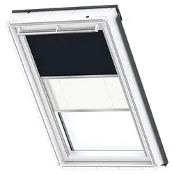 VELUX Original Dachfenster Duo Verdunkelungsrollo S06, Dunkelblau - Seitenzug- & Springrollos, bietet stufenlose Lichtregulierung mit einem klassischen Verdunkelungsrollo und einem semitransparenten Plissee, einfach zu installieren und perfekt passend für VELUX Dachfenster.