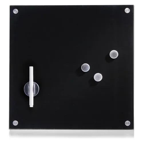 Zeller Glas-Magnettafel 40,0 x 40,0 cm schwarz - Elegante Glas-Magnettafel in schwarz, ideal für Notizen und kreative Ideen. Inklusive Montagematerial, Marker und Magnete für eine einfache Handhabung.