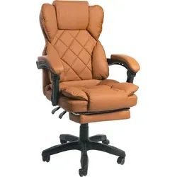 Schreibtischstuhl Design Bürostuhl - Braun - Bürostuhl mit Relaxfunktion, verstellbarer Rückenlehne und gepolsterter Fußstütze für optimalen Komfort im Home Office oder Büro.