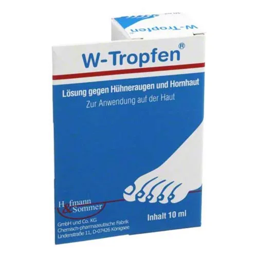 W-Tropfen Lösung gegen Hühneraugen und Hornhaut 10 ML - Arzneimittel zur effektiven Entfernung von Hühneraugen und Hornhaut. Mit Salicylsäure und Milchsäure für schnelle Ergebnisse – ideal für gesunde Füße.