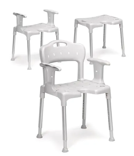 Etac grau Swift Duschstuhl - Medizinische Einrichtungen - Der Etac Swift Duschstuhl bietet extra Stabilität mit verstellbaren Beinen und einem maximalen Benutzergewicht von 130 kg, ideal für sicheres Duschen.