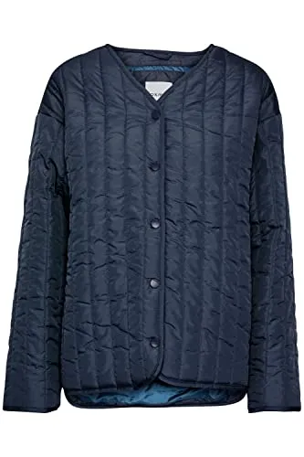 OXMO OXSaggy Damen Steppjacke - Leichte Übergangsjacke mit Oversize Fit - Funktionsjacken: Stylische, leicht gefütterte Steppjacke mit Druckknöpfen und V-Ausschnitt, perfekt für jede Gelegenheit und einfach zu kombinieren.