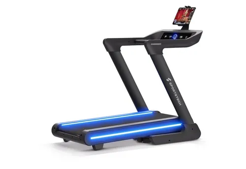 Sportstech Laufband sTread Lite - Klappbar & LED-Beleuchtung - Laufband mit 20 Trainingsprogrammen und 15 Steigungsstufen, ideal für effektives Home-Workout. Klappbar für platzsparende Aufbewahrung und ausgestattet mit einer 360° Tablethalterung.
