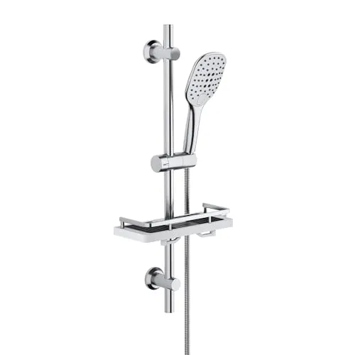 Görbach Duschset mit Duschstange und Handbrause - Praktisches Duschset mit Edelstahl-Duschstange (70cm) und Handbrause mit 3 Strahlarten. Inklusive stabiler Duschablage und flexibler Montage für einfache Installation.