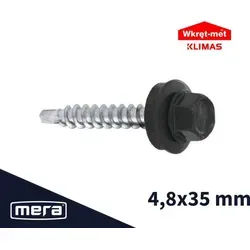 Wkręt-met selbstbohrende Bauernschrauben mit EPDM-Unterlegscheibe für Blech für Holz 4,8x35 RAL 7016 250 Stk.