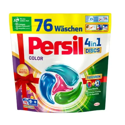 Persil 4in1 Discs Color Excellence 76WL - Tiefenrein Technologie für strahlend saubere Buntwäsche, 92 % biologisch abbaubare Inhaltsstoffe, recycelbare Verpackung