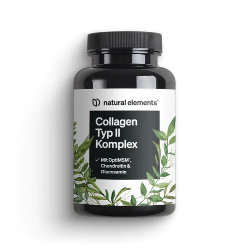 natural elements Kollagen Typ 2 Komplex – UC-II & OptiMSM für deine Gelenke - Kombinierter Komplex mit UC-II und OptiMSM zur Unterstützung der Gelenkgesundheit. Ideal für aktive Lebensstile und sorgt für eine einfache Einnahme mit nur 3 Kapseln täglich – für einen Monat voller Vitalität.