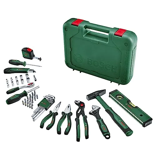 Bosch Handwerkzeug Set Advanced 52-teilig - Handwerkzeug-Set mit 52 Teilen, ideal für Heimwerker, inklusive robustem Hartkoffer für optimale Aufbewahrung und Mobilität.