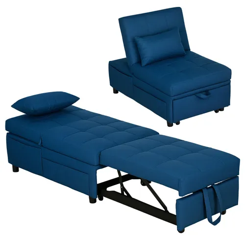HOMCOM 3-in-1 Schlafsessel mit Bettfunktion - Vielseitiger Relaxsessel für Wohnzimmer und Schlafzimmer. Lässt sich in einen Schlafsessel, Schlafsofa oder Chaiselongue umwandeln und bietet eine dreifach verstellbare Rückenlehne für optimalen Komfort.