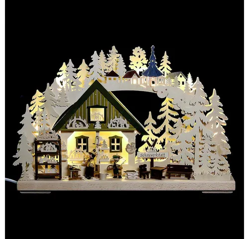 Ratags 3D Schwibbogen - Handgefertigter Kerzenhalter aus dem Erzgebirge - Dekoartikel, handgefertigt in Deutschland, ideal für eine besinnliche Weihnachtsatmosphäre und echtes Erzgebirgen Flair.