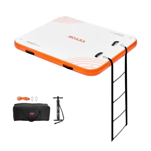 VEVOR Aufblasbares Trampolin Schwimmdock 1,82 x 1,52 m - Trampolin, ideal für Sommer-Spaß im Wasser, robust mit Edelstahl-D-Ringen und leicht aufblasbar für unvergessliche Erlebnisse.