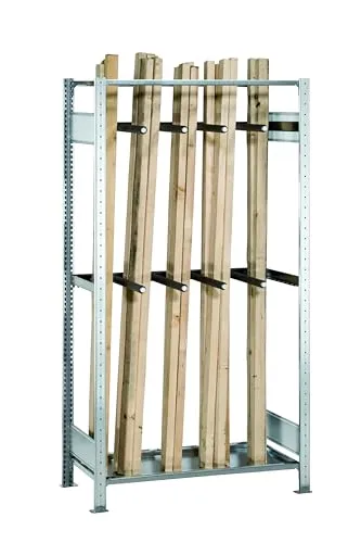 SCHULTE Lagertechnik Grundregal MULTIplus150, verzinkt, 2000 x 1000 x 500 mm - Robustes Grundregal für Langgut, perfekt für die Lagerung von langen Materialien. Mit verstellbarem Fachboden und zusätzlichen Unterteilungsrohren für flexible Organisation.