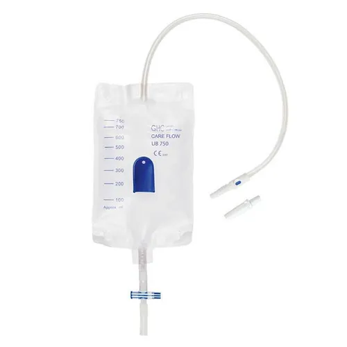 Steriler Beinbeutel 1-Kammer 750 ml 50 cm UB750-50 - Praktischer Beinbeutel für mobile Toiletten, ideal für den Einsatz unterwegs. Mit 750 ml Fassungsvermögen und steriler Verarbeitung für zuverlässige Nutzung.