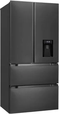 Exquisit FD490-160-WS-200E - 84cm breite Stand Kühl-Gefrierkombination, 506 L, NoFrost und integrierter Wasserspender im modernen Inoxlook