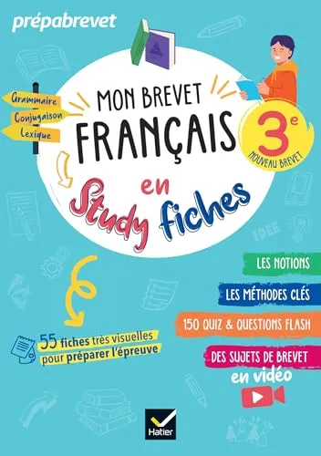 Mon brevet Français en studyfiches - 3e - Brevet 2026: fiches visuelles & quiz pour réviser son brevet facilement