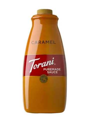 Torani - Puremade Sauce - für Eiscreme- oder Kaffee, 100% natürlich, ohne künstliche Geschmacks- und Farbstoffe - Weiße-, Dunkle-, Karamell- und Pumpkin Pie (1890 ml, Karamell)