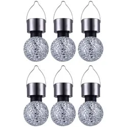 6er Set Solar Hänge Leuchten rund - Spiegel Mosaik Gartenlampen - Dekorative Solarleuchten für den Garten, aus hochwertigem Spiegel-Mosaik, spritzwassergeschützt (IP44) und ideal für stimmungsvolle Außenbeleuchtung.